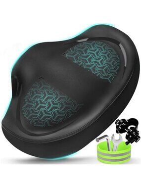 Wide Bike Seat Comfort Saddle Noseless Gel Cushion Memory Foam Waterproof